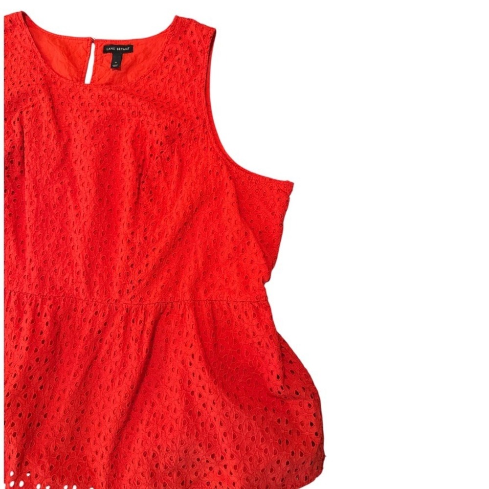 Lane Bryant Red Eyelet‎ Peplum Tank Top Plus Size 26 Resortcore Coastal Grandma - Picture 3 of 9